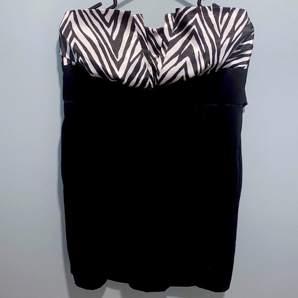 Strapless zebra print dress
